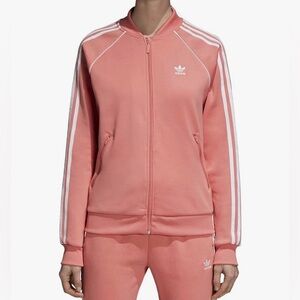 Adidas Pink SST Jacket with White Stripes